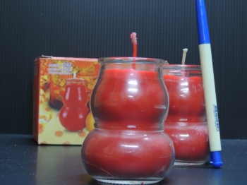 5號葫蘆蠟燭(酥油)紅色-約可燃燒時間1天-零售價$40整箱48對入$1800